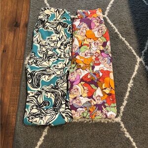 Lularoe girls l/xl leggings Disney seven dwarfs and princess